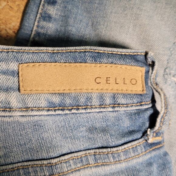 Vintage Cello Y2K Distressed Straight Leg Jeans Sz 7 Ripped Grunge Biker Denim - Picture 6 of 10